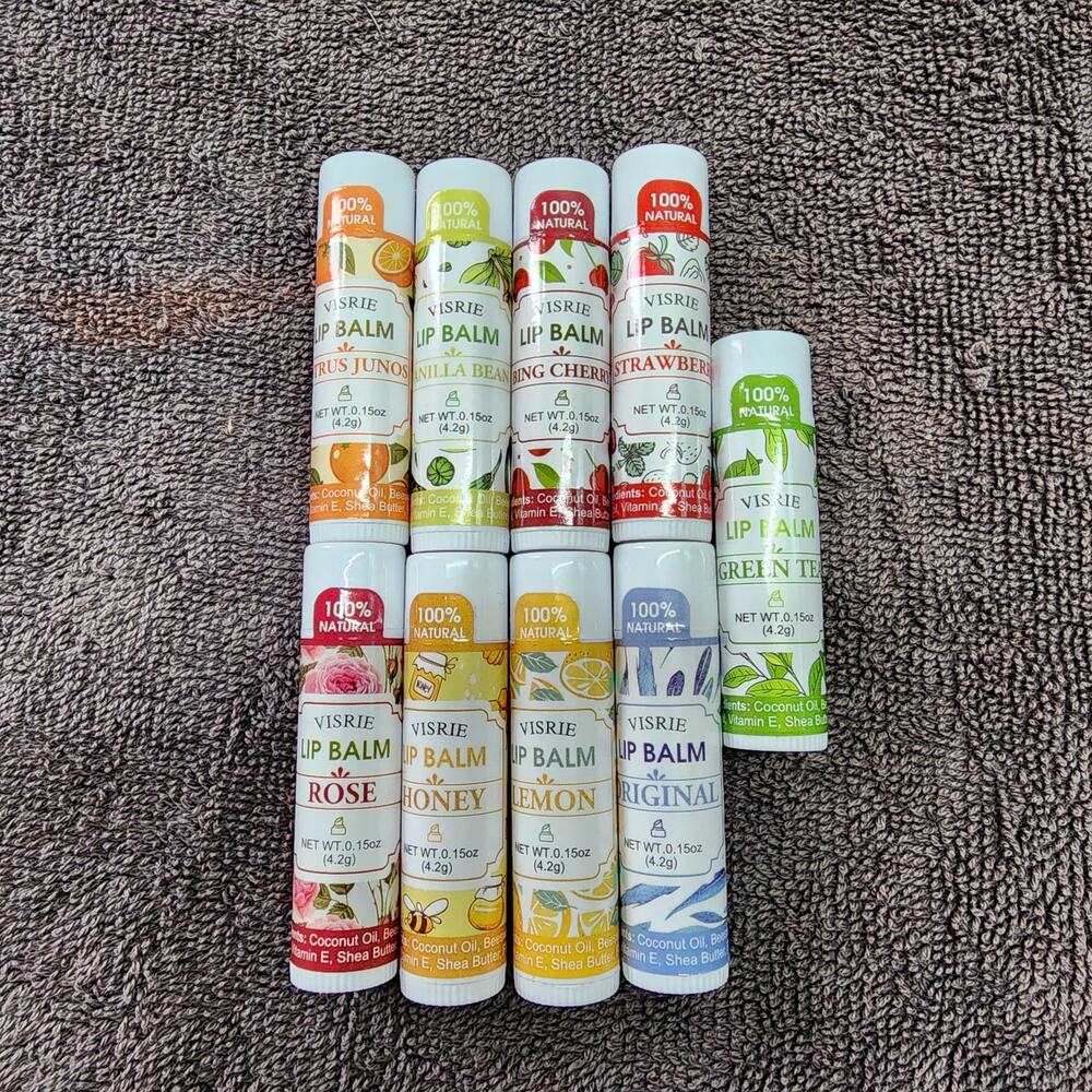 9 New Sealed Visrie lip balm fruit flavored b34